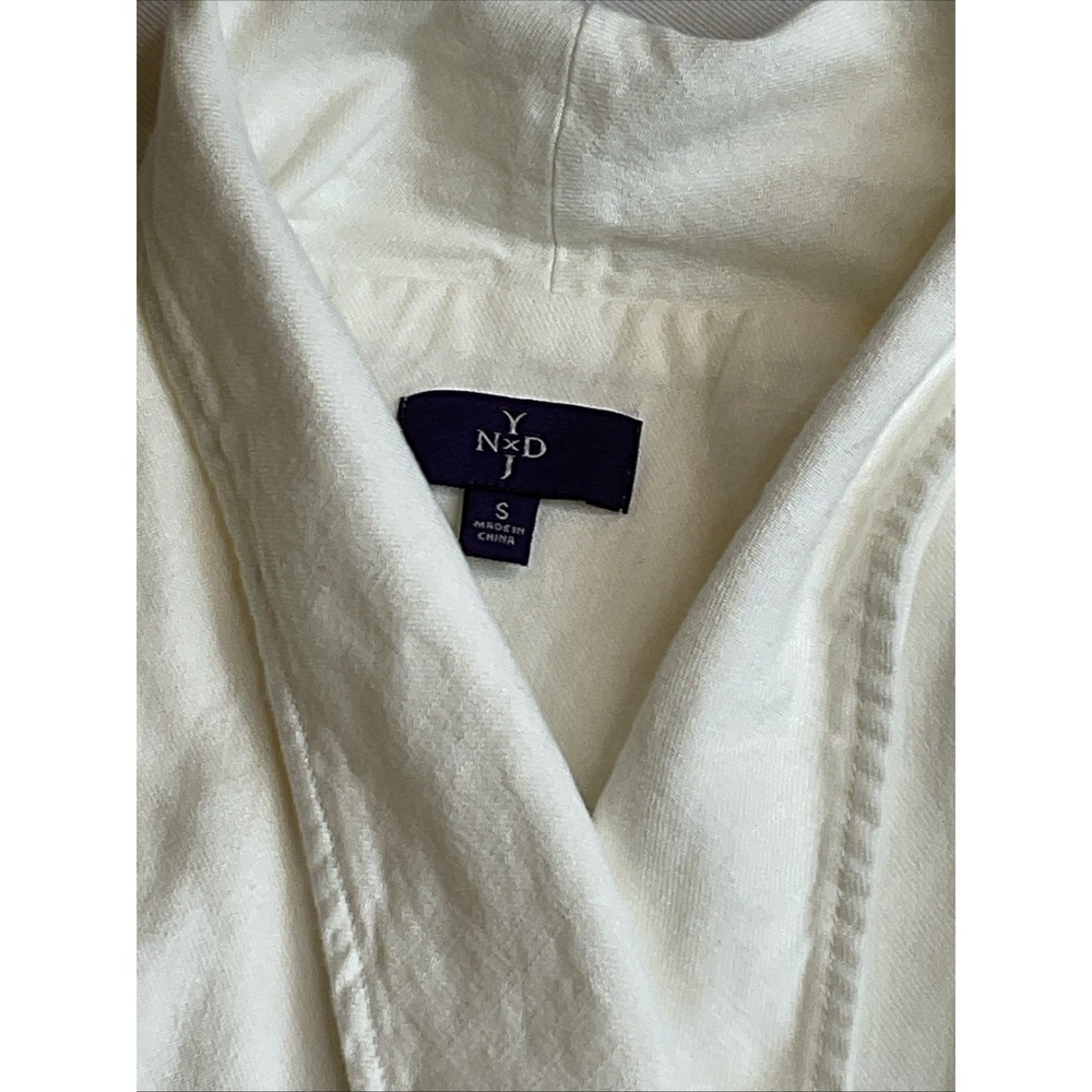 Not Your Daughters Jeans Linen Jacket Small White Waterfall Draped Open Coastal - Picture 2 of 9